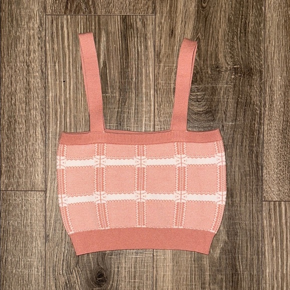Pink Patterned Cropped Tank Top - Picture 1 of 6